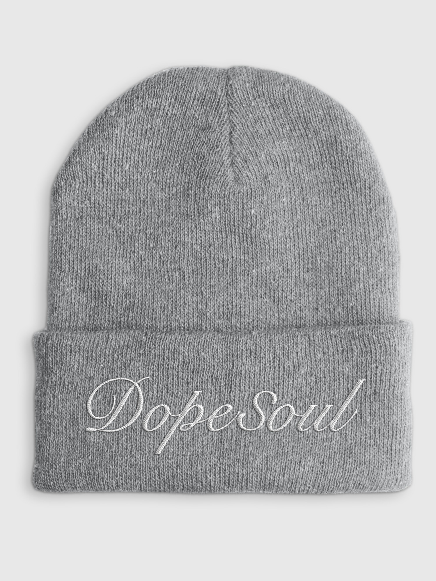 EMBROIDERED GRAY WORDMARK BEANIE product image (1)
